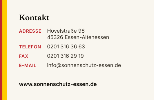 Visitenkarte Rückseite mit Kontaktdaten
