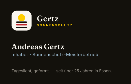 Visitenkarte Vorderseite mit Logo und Name Andreas Gertz